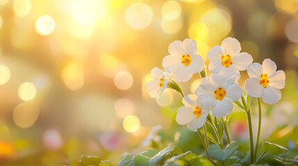 a bunch of white flowers sitting in the grass with the sun shining through the trees behind them and a blurry background, Florianne Becker, art photography, soft light,  ai