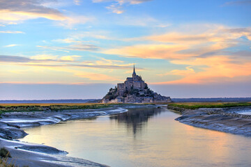 Mont-Saint-Michel at sumrise, Normandy, France