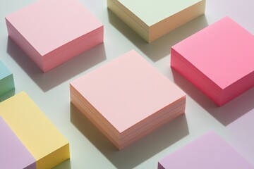 Soft Pastel Sticky Note Paper with Subtle Shadows and Gentle Color Variety