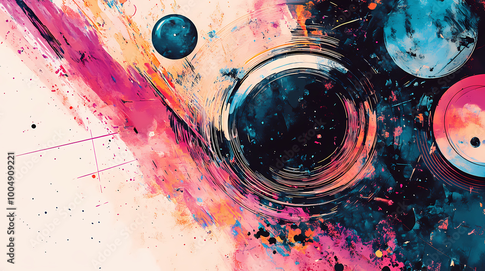 Canvas Prints ai generated. ai generative. geometric abstract background with circle decoration. space galaxy futu
