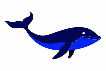 Blue Whale black silhouette vector image white background 