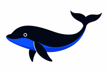 Blue Whale black silhouette vector image white background 