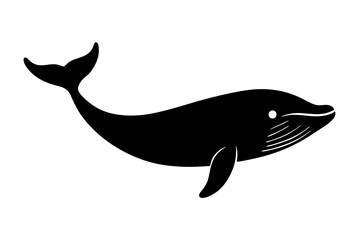 Blue Whale black silhouette vector image white background 