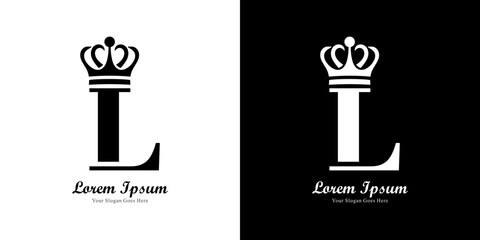 Logo design in the shape of an L that wears the king's crown