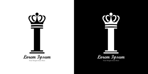 Logo design in the shape of the letter I wearing the king's crown