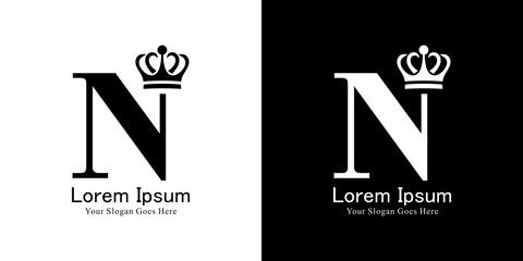 N-shaped logo design wearing the king's crown