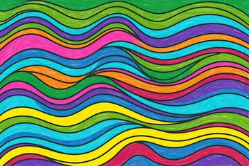 Vibrant and Colorful Abstract Wave Doodle Art for Youthful Celebrations