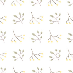 Charming seamless pattern featuring delicate leaves and branches, perfect for children's textiles. This design adds a whimsical touch to fabrics, decor, and creative projects