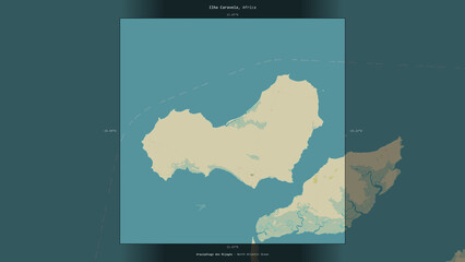 Ilha Caravela, Guinea-Bissau, highlighted and labelled. Topo Humanitarian © zelwanka