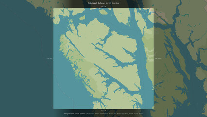 Chichagof Island, United States, highlighted and labelled. Topo Humanitarian © zelwanka