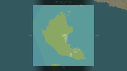 Isla de Coiba, Panama, highlighted and labelled. Topo Humanitarian © zelwanka