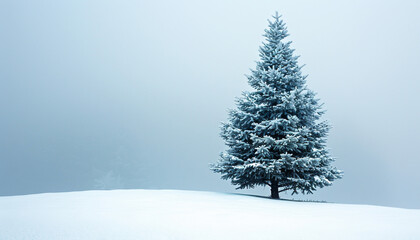 christmas-tree-snowy-hill-white-blank-serene