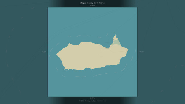 Cubagua Island, Venezuela, highlighted and labelled. Topo Humanitarian