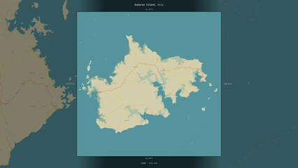 Dumaran Island, Philippines, highlighted and labelled. Topo Humanitarian