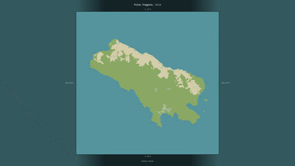 Pulau Enggano, Indonesia, highlighted and labelled. Topo Humanitarian © zelwanka