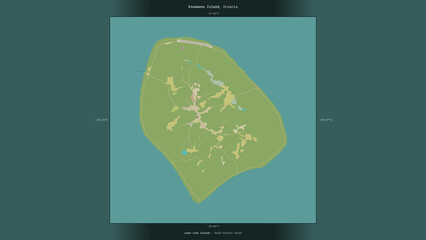 Enuamanu Island, Cook Islands, highlighted and labelled. Topo Humanitarian © zelwanka