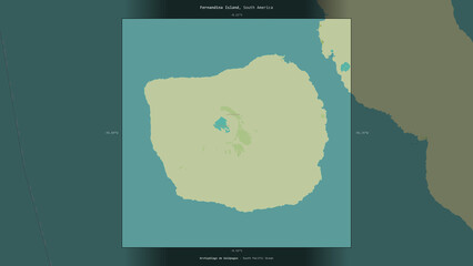 Fernandina Island, Ecuador, highlighted and labelled. Topo Humanitarian © zelwanka