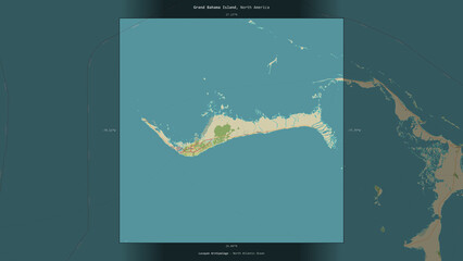 Grand Bahama Island, Bahamas, highlighted and labelled. Topo Humanitarian © zelwanka