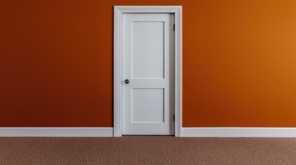 White Door on Orange Wall  Modern Interior Design  Minimalist Home Decor