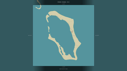 Greens Island, Papua New Guinea, highlighted and labelled. Topo Humanitarian © zelwanka