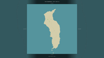Isla Guadalupe, Mexico, highlighted and labelled. Topo Humanitarian © zelwanka