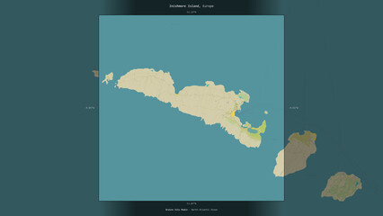 Inishmore Island, Ireland, highlighted and labelled. Topo Humanitarian © zelwanka