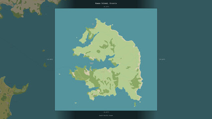 Kawau Island, New Zealand, highlighted and labelled. Topo Humanitarian © zelwanka