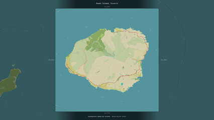 Kauai Island, United States, highlighted and labelled. Topo Humanitarian © zelwanka