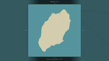 Pulau Kur, Indonesia, highlighted and labelled. Topo Humanitarian © zelwanka