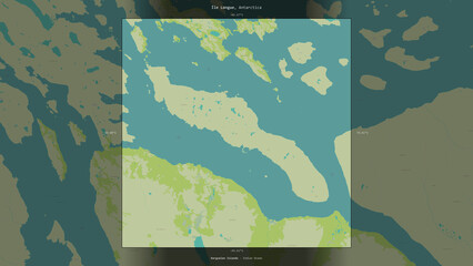 Ile Longue, French Southern and Antarctic Lands, highlighted and labelled. Topo Humanitarian © zelwanka