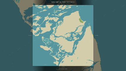 Middle Bight Cay Island, Bahamas, highlighted and labelled. Topo Humanitarian © zelwanka