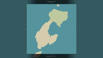 Pulau Molu, Indonesia, highlighted and labelled. Topo Humanitarian © zelwanka