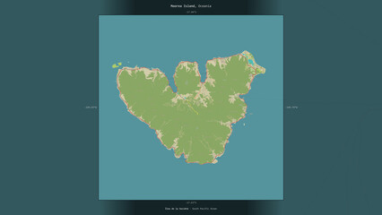 Moorea Island, France, highlighted and labelled. Topo Humanitarian © zelwanka