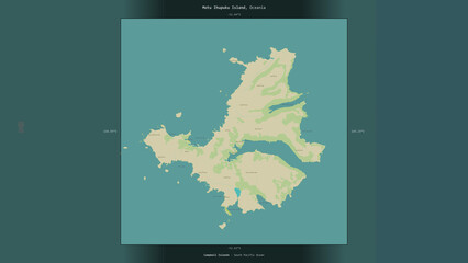 Motu Ihupuku Island, New Zealand, highlighted and labelled. Topo Humanitarian © zelwanka