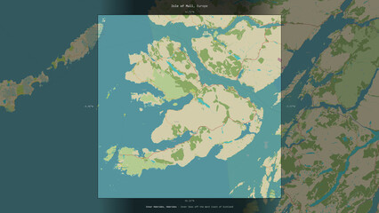Isle of Mull, United Kingdom, highlighted and labelled. Topo Humanitarian © zelwanka