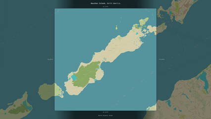 Naushon Island, United States, highlighted and labelled. Topo Humanitarian © zelwanka