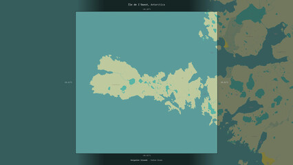 Ile de l'Ouest, French Southern and Antarctic Lands, highlighted and labelled. Topo Humanitarian © zelwanka