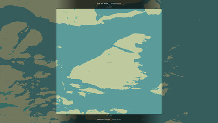 Ile du Port, French Southern and Antarctic Lands, highlighted and labelled. Topo Humanitarian © zelwanka