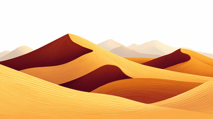 Desert landscape, sand dunes with wavy pattern. Sand Dunes. Illustration