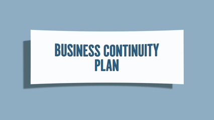 Business Continuity Plan. A card isolated on blue background.