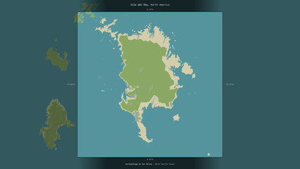 Isla del Rey, Panama, highlighted and labelled. Topo Humanitarian © zelwanka