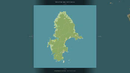 Isle of San Jose, Panama, highlighted and labelled. Topo Humanitarian © zelwanka