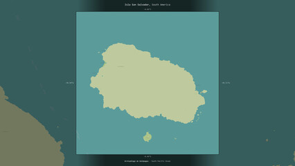 Isla San Salvador, Ecuador, highlighted and labelled. Topo Humanitarian © zelwanka
