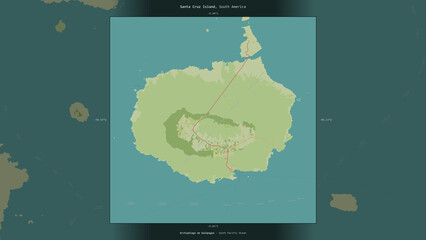 Santa Cruz Island, Ecuador, highlighted and labelled. Topo Humanitarian © zelwanka