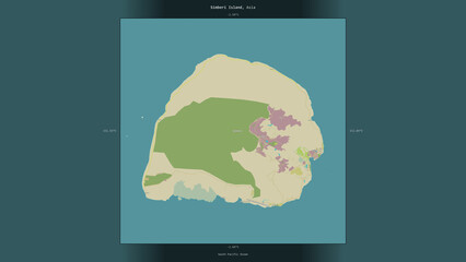 Simberi Island, Papua New Guinea, highlighted and labelled. Topo Humanitarian © zelwanka