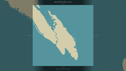 South Malaita Island, Solomon Islands, highlighted and labelled. Topo Humanitarian © zelwanka
