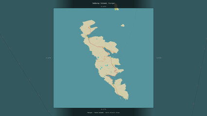 Suuroy Island, Faroe Islands, highlighted and labelled. Topo Humanitarian © zelwanka