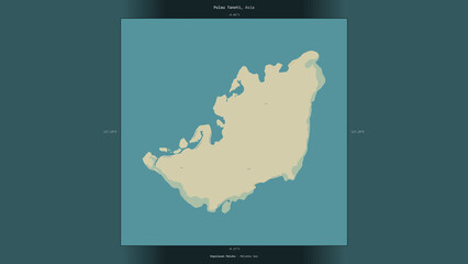 Pulau Taneti, Indonesia, highlighted and labelled. Topo Humanitarian © zelwanka