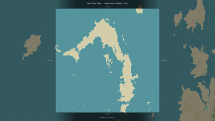 Kyun Tann Shey - Lampi Kyun Island, Myanmar, highlighted and labelled. Topo Humanitarian © zelwanka