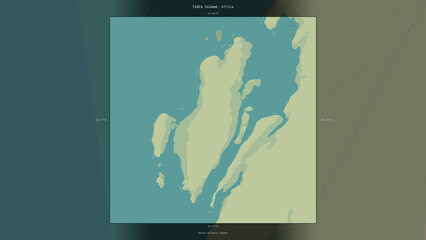 Tidra Island, Mauritania, highlighted and labelled. Topo Humanitarian © zelwanka